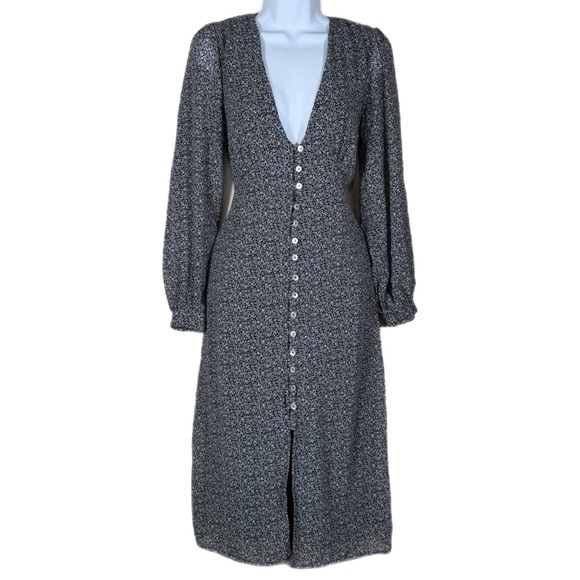 Emory Park Dresses & Skirts - 90’s Y2K Style Button Front Paisley Dark Floral Midi Dress S Goth Grunge Black